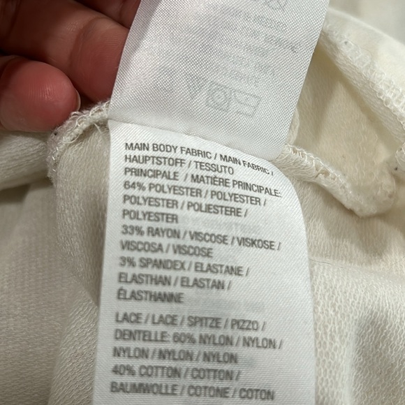 LOGO Lounge by Lori Goldstein Zip Front Cardigan with Lace Back in Ivory - L - Picture 9 of 9